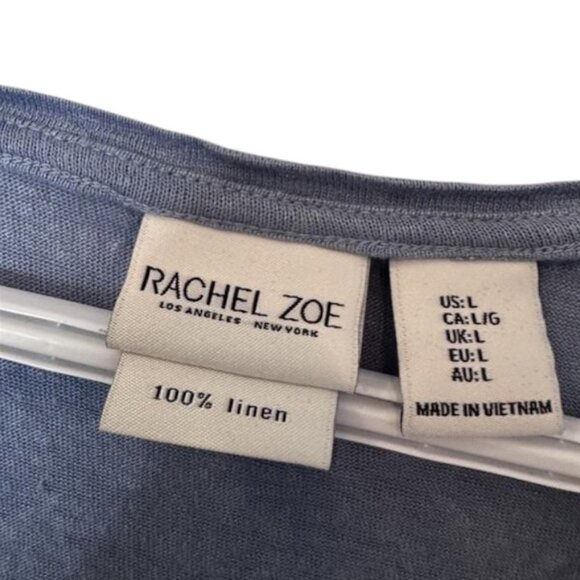 Rachel Zoe deep blue linen V-neck shirt size L - Picture 4 of 4